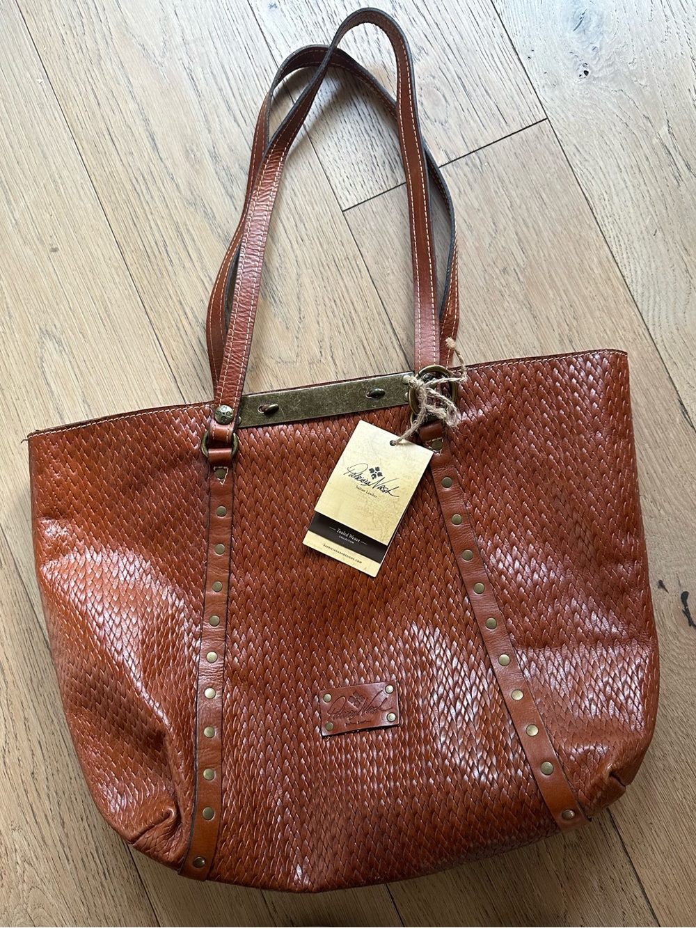 Patricia Nash Benvenuto Large Leather Tote Shoulder Bag Soft  Brown